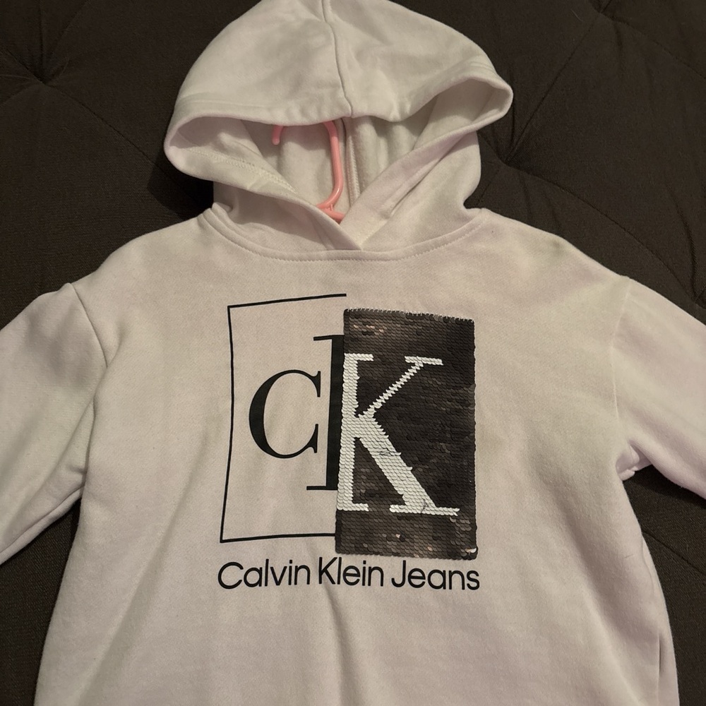 Calvin Klein Jeans Kids White Hoodie with Logo